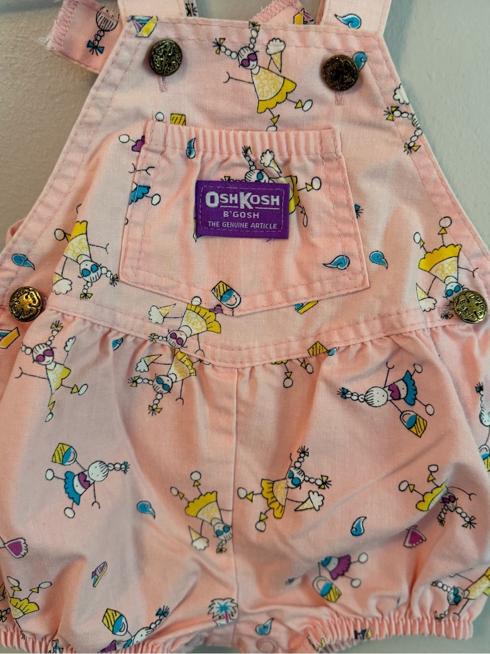 OshKosh B'gosh Pink Printed Vintage Overalls - Picture 4 of 5